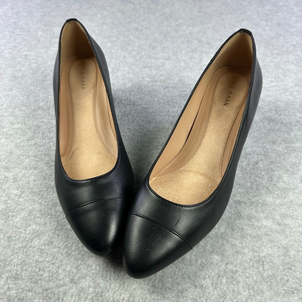 Cole Haan W16074 The Go-To Black Waterproof Leather Block Heel Pumps Women's 7.5 - Picture 5 of 7